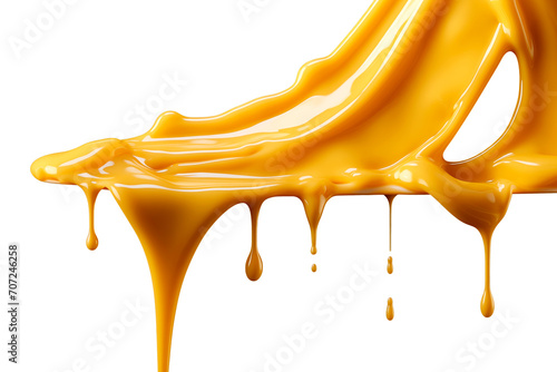 Melting cheese runs from top to bottom transparent or white background 