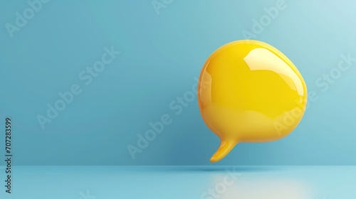 yellow plastic soft speech bubble against blue background.