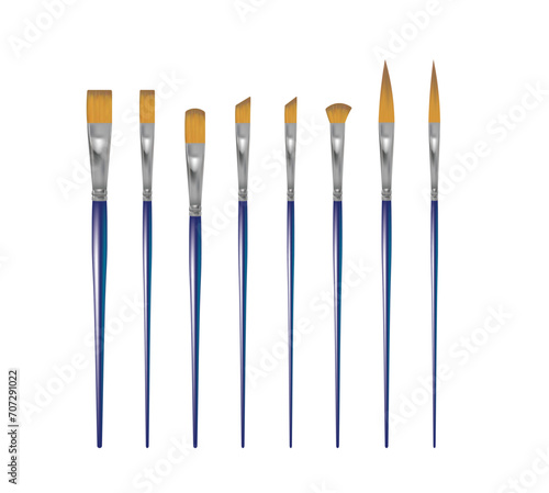 Wooden paint brush set. vector illustration