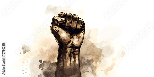 Illustration of a male fist on beige background 