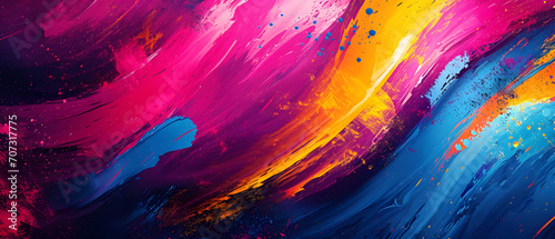 A vibrant burst of magenta paints dances across the canvas, creating a mesmerizing abstract masterpiece that embodies the beauty and expressiveness of modern art