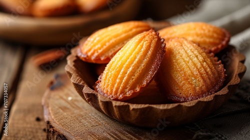 Classic Homemade Madeleines - French sponge cake baked in shell shaped mold