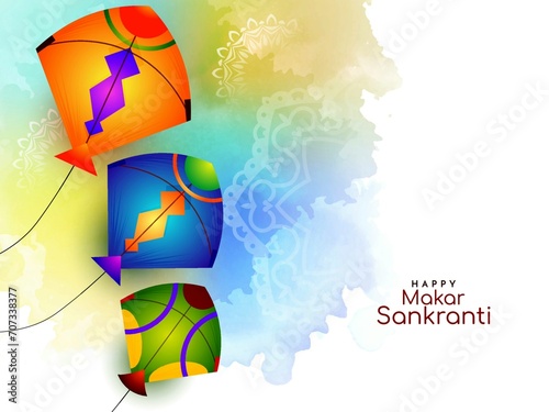 Happy Makar Sankranti Flyer Template. Makar Sankranti Festival of Kites Social Media Post and Background Design Vector Illustration India
