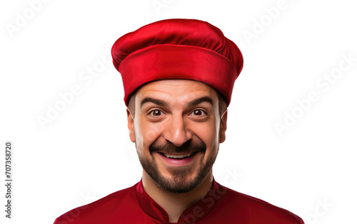 Portrait of man wearing a Fez isolated on white background.