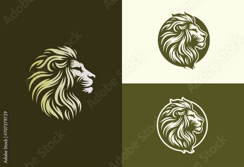 Lion head logo design. Lion emblem vector icon illustration design