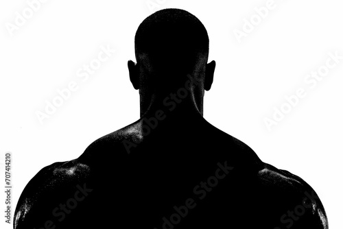 Black silhouette of a male body builder.