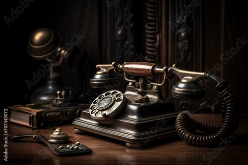 old-fashioned telephone with ringing sound. Generative AI
