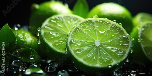 slices of lime that are still fresh and green. generative Ai