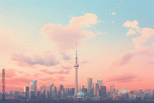 city skyline in the morning with clouds for wallpaper or background