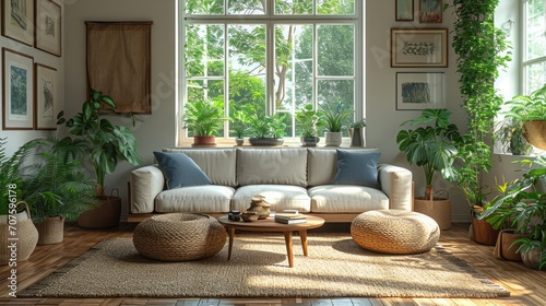 Interior of the room. Scandinavian style. Living room 
