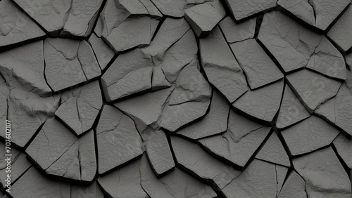 Seamless black rough concrete wall with cracks background texture from Generative AI