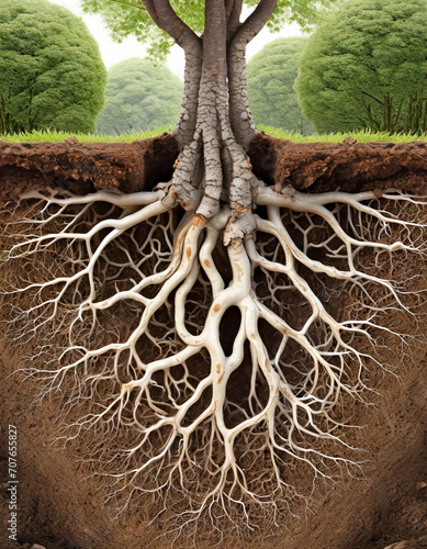 root system of a tree deep underground