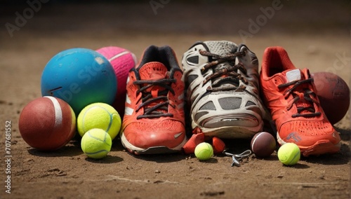 _Sports_tools_balls_shoes_ground_