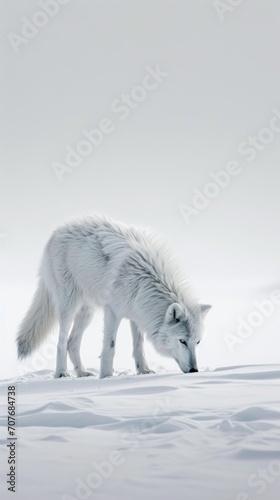 wolf walks through the snow