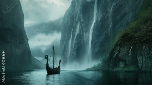 Viking Warrior's Epic Adventure: Conquering the Mighty Fjord of Norse Mythology