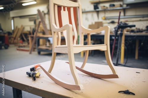 assembling a newly repaired rocking chair