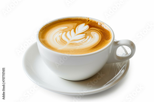 Isolated Cup of Coffee Latte on White Background Created with generative AI tools
