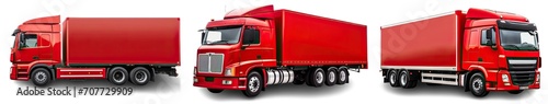 Collection of PNG. Red modern truck isolated on a transparent background.