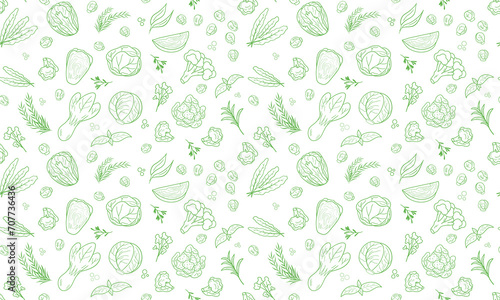 seamless pattern green Cabbage vector illustration. Design for kale day, healthy food, health day