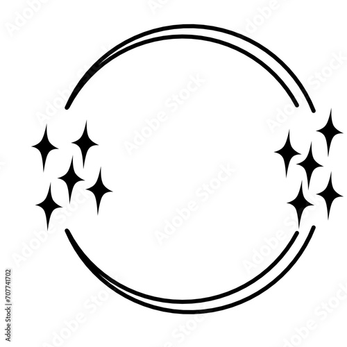 Retro stars, starburst icons and minimalist frames and borders with twinkle star. Different aesthetic oval elements and arch line frame, moving brutalist shapes. Modern trendy icons and symbol. Vector
