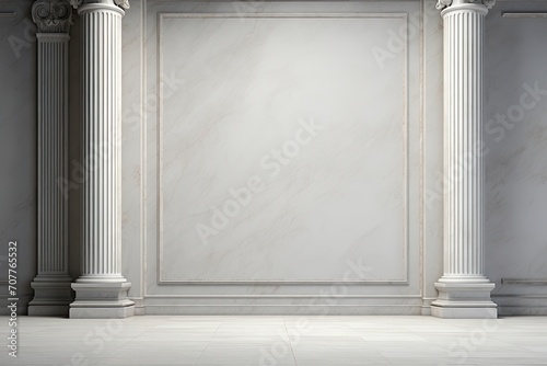 Ancient Greek architecture with pillars. Realistic antique building with white marble walls and columns with capitals in doric style