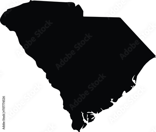 Black Map of US federal state of South Carolina