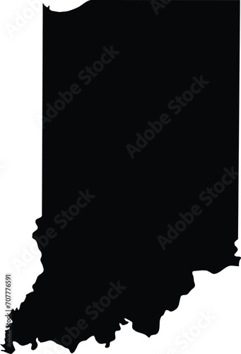 Black Map of US federal state of Indiana