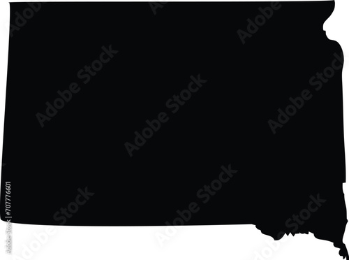Black Map of US federal state of South Dakota