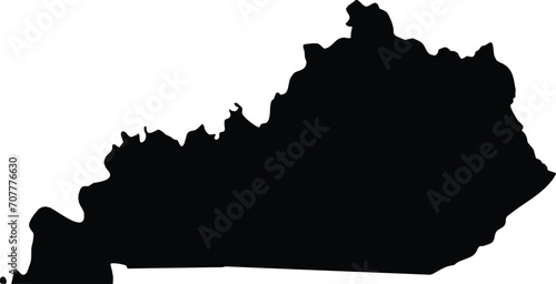 Black Map of US federal state of Kentucky
