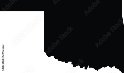 Black Map of US federal state of Oklahoma