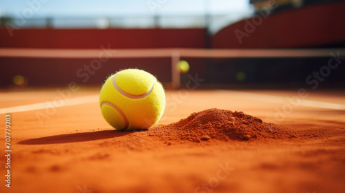 Tennis Ball on Clay Court with Marked Impact