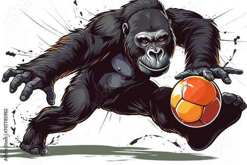cartoon gorilla playing ball