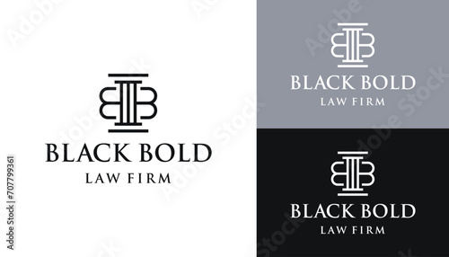 Initial Letter B BB with Marble Building Pillar Column for Lawyer Law Office Logo Design