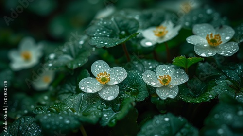 White Flowers With Water Droplets