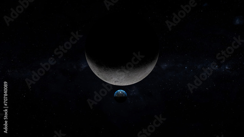 earth rising from the south pole of the moon 3d illustration