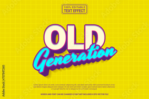 Editable text effect Old generation 3d cartoon template style modern premium vector