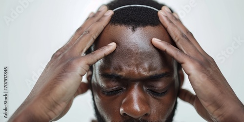 man holding his head headache migraine Generative AI