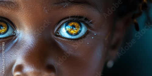 African American child's eyes close-up Generative AI