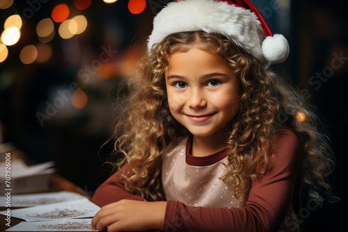 a cute girl wearing santa clause