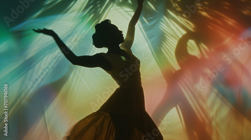 Silhouette of black woman dancing in a 1940s film