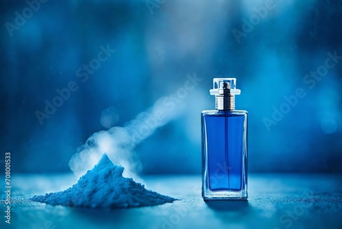 perfume flacon , blue pigments 