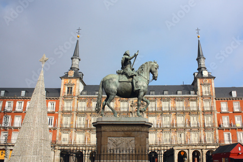 Statue of King Philips III at Plaza Mayor in Madrid, Spain