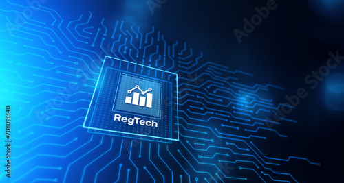 RegTech Regulation Compliance financial control modern internet technology concept on virtual screen.