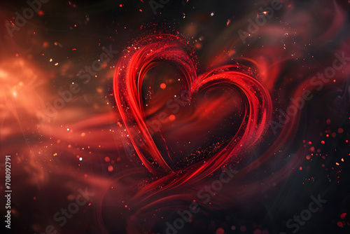red valentine's day background with hearts, heart shapes design for love 