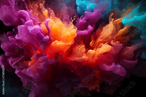 Intense magenta and vivid emerald liquids colliding with explosive energy, forming an abstract display that ignites the senses, expertly recorded by an HD camera.