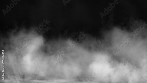 White fog or smoke on dark copy space background 3d render