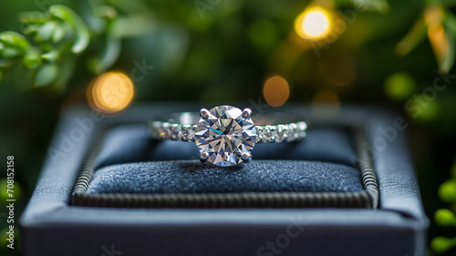 Engagement ring piece of jewelry, romantic relationship, decision to get married, precious gemstone, diamond, love, bride and groom couple ceremony box luxury.