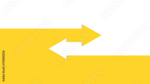 Opposing arrows on yellow and white background