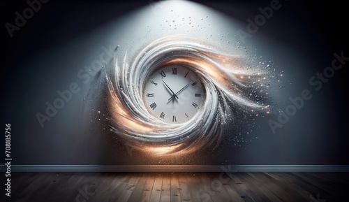 Enchanted Clock Swirling in a Whirlwind of Sparkles - Time Warp Illusion
