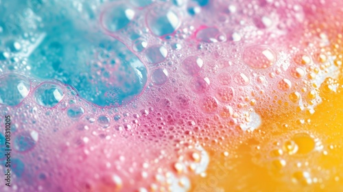 Vibrant detergent froth over surface, indicative of powerful cleaning action.